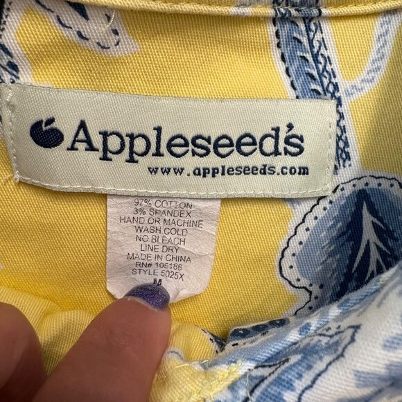 Appleseeds Yellow & Blue Floral Print Button-Up Jacket Womens Size L - Picture 5 of 11